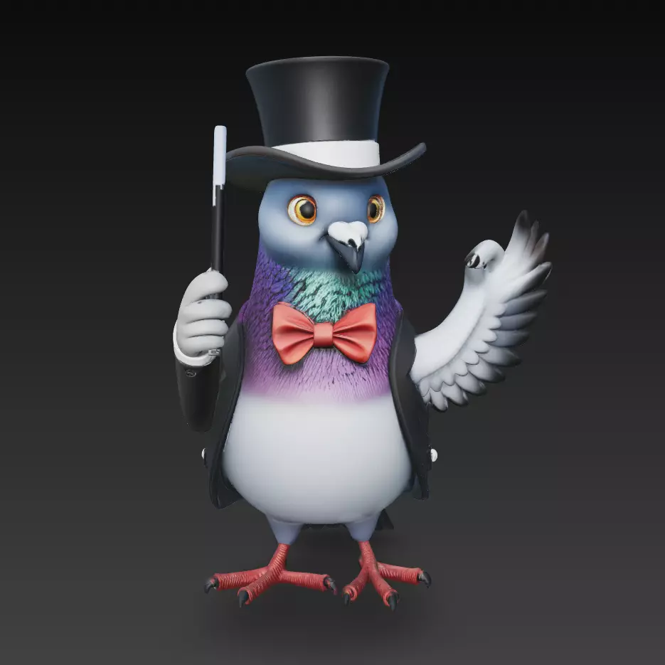 Stylized Magician Pigeon Character Magic Bird Sculpture 3D Model 3D print model