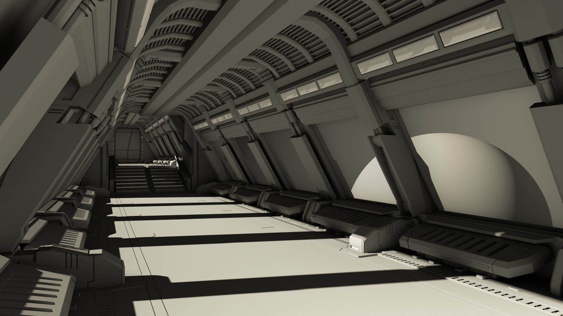 Spaceship corridor 2 3D model_2