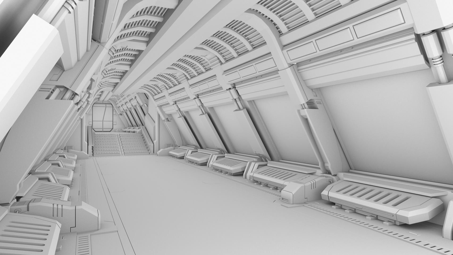 Spaceship corridor 2 3D model_1