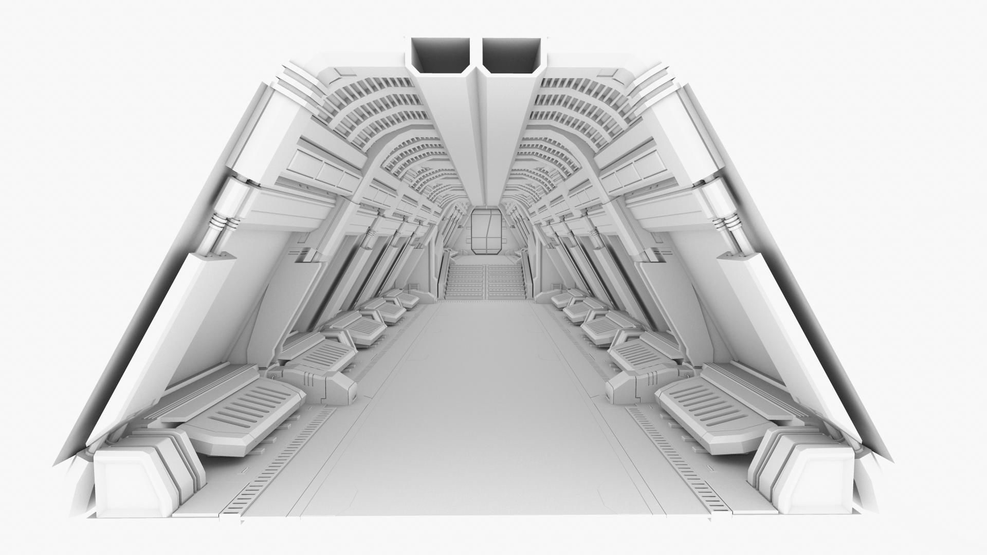 Spaceship corridor 2 3D model_8
