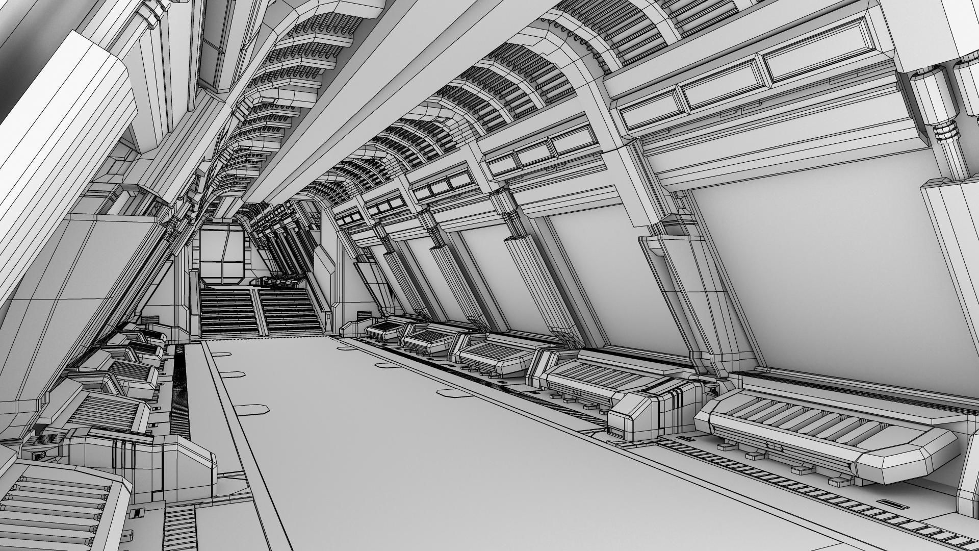 Spaceship corridor 2 3D model_6