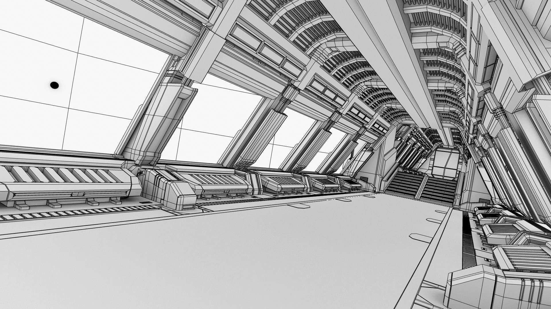 Spaceship corridor 2 3D model_12