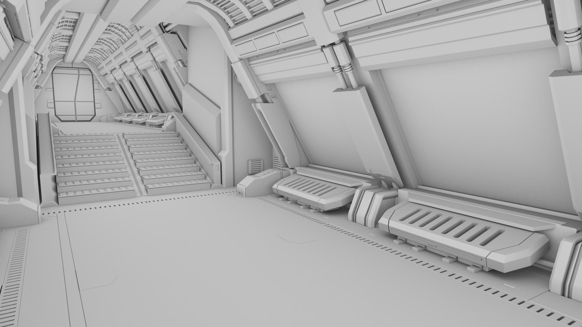 Spaceship corridor 2 3D model_4