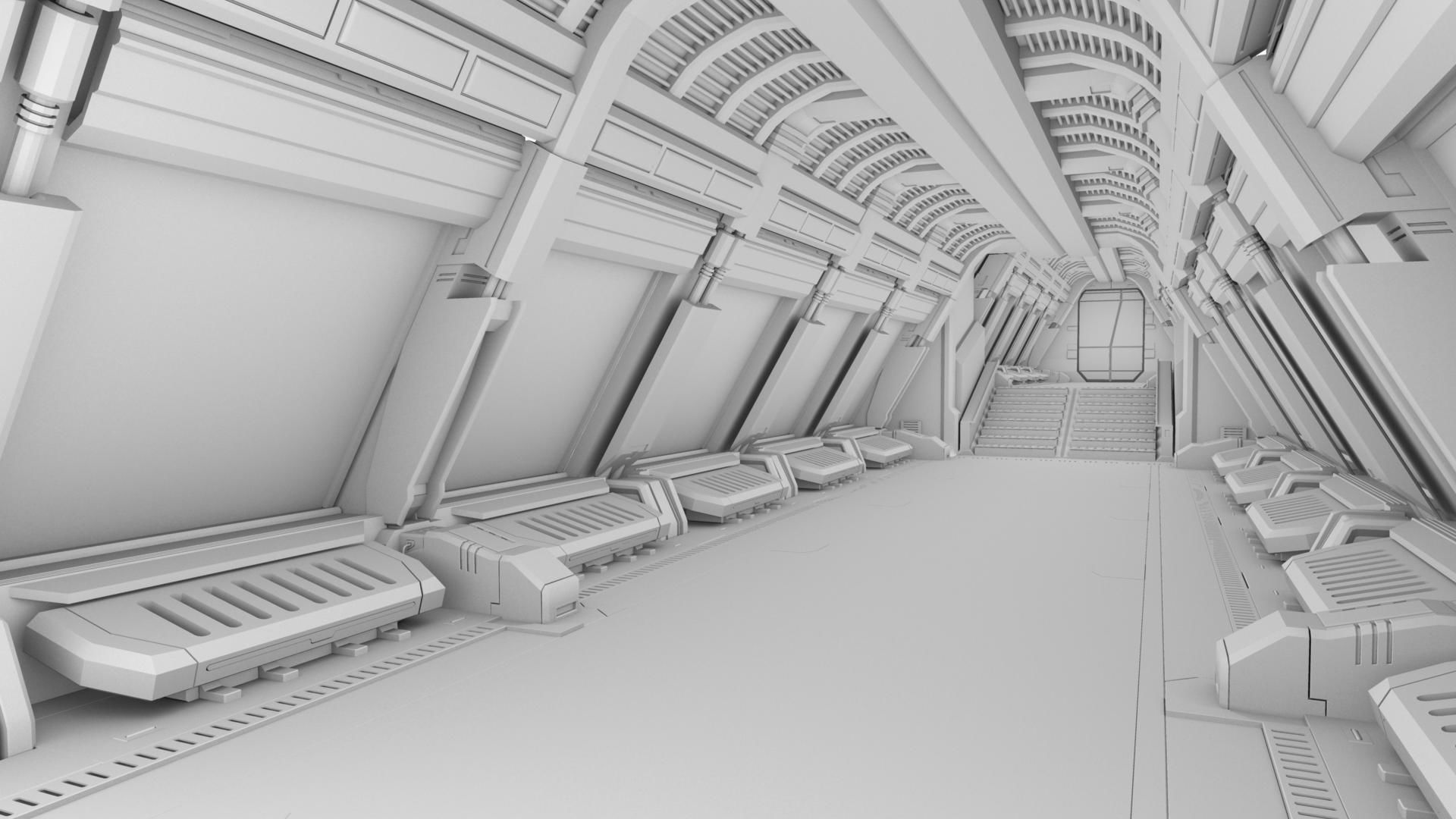 Spaceship corridor 2 3D model_23