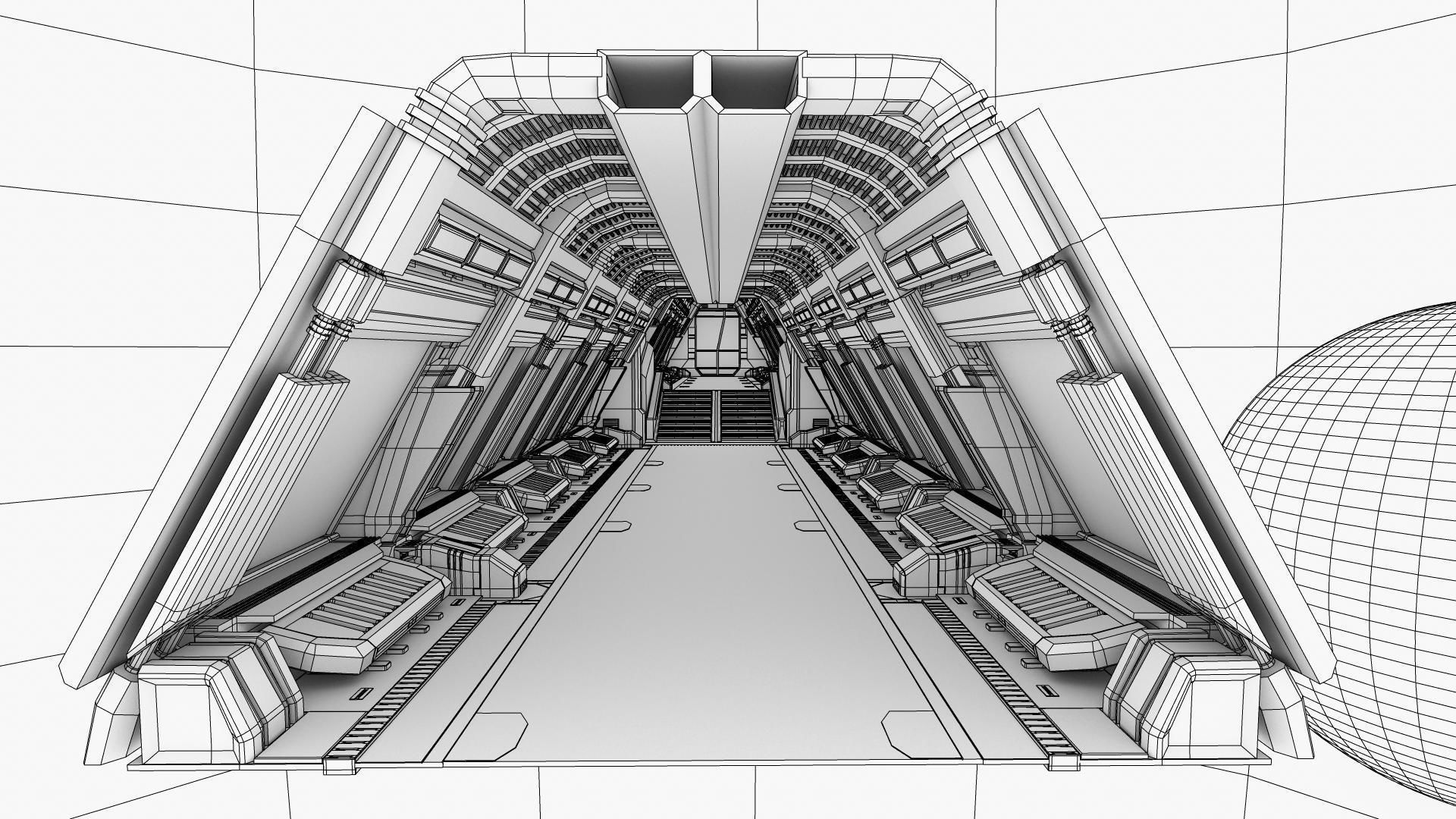 Spaceship corridor 2 3D model_9