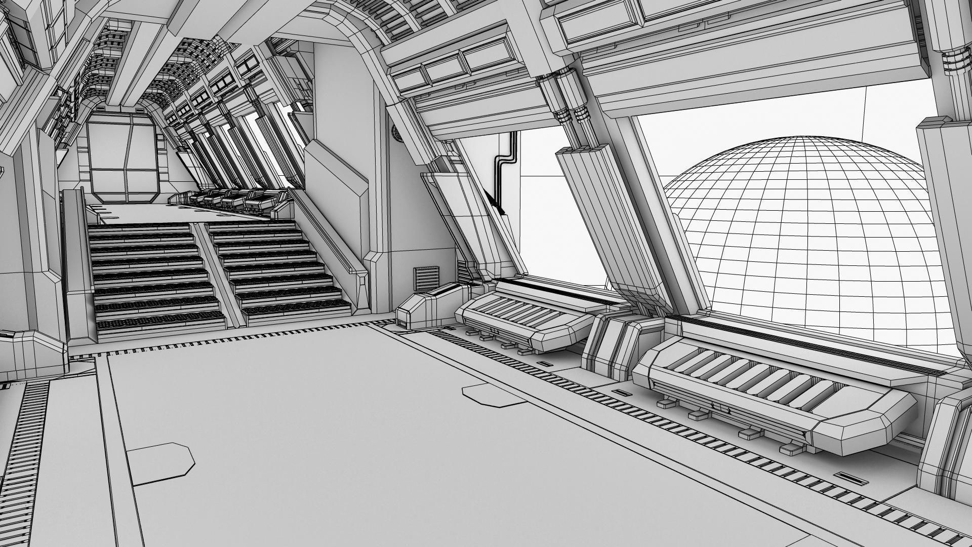 Spaceship corridor 2 3D model_3