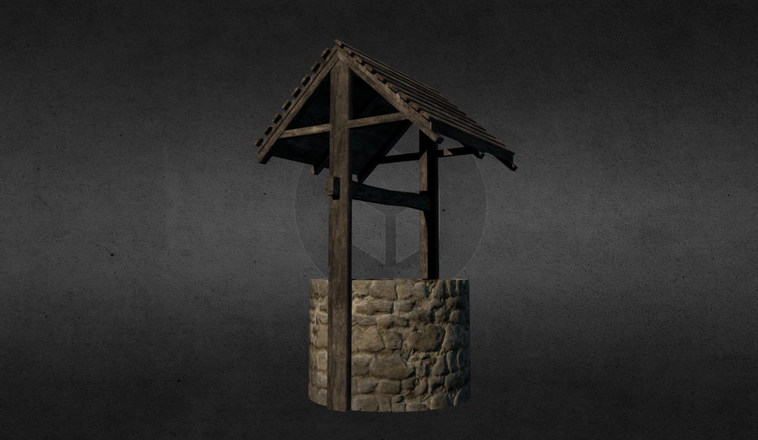 Medieval well Free low-poly 3D model_1