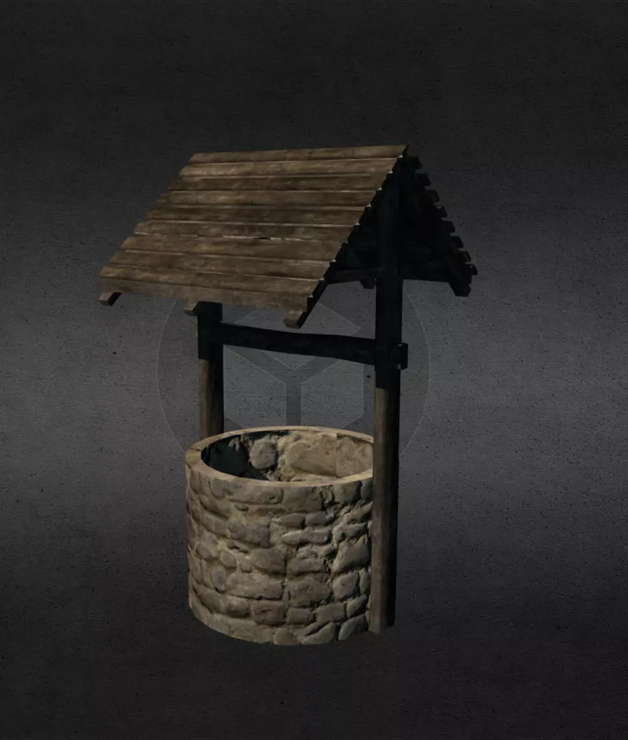 Medieval well Free low-poly 3D model_0