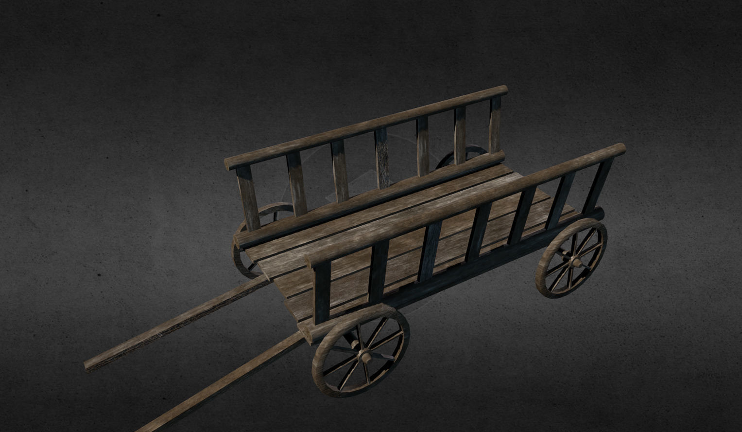 Medieval wagon Low-poly 3D model_2