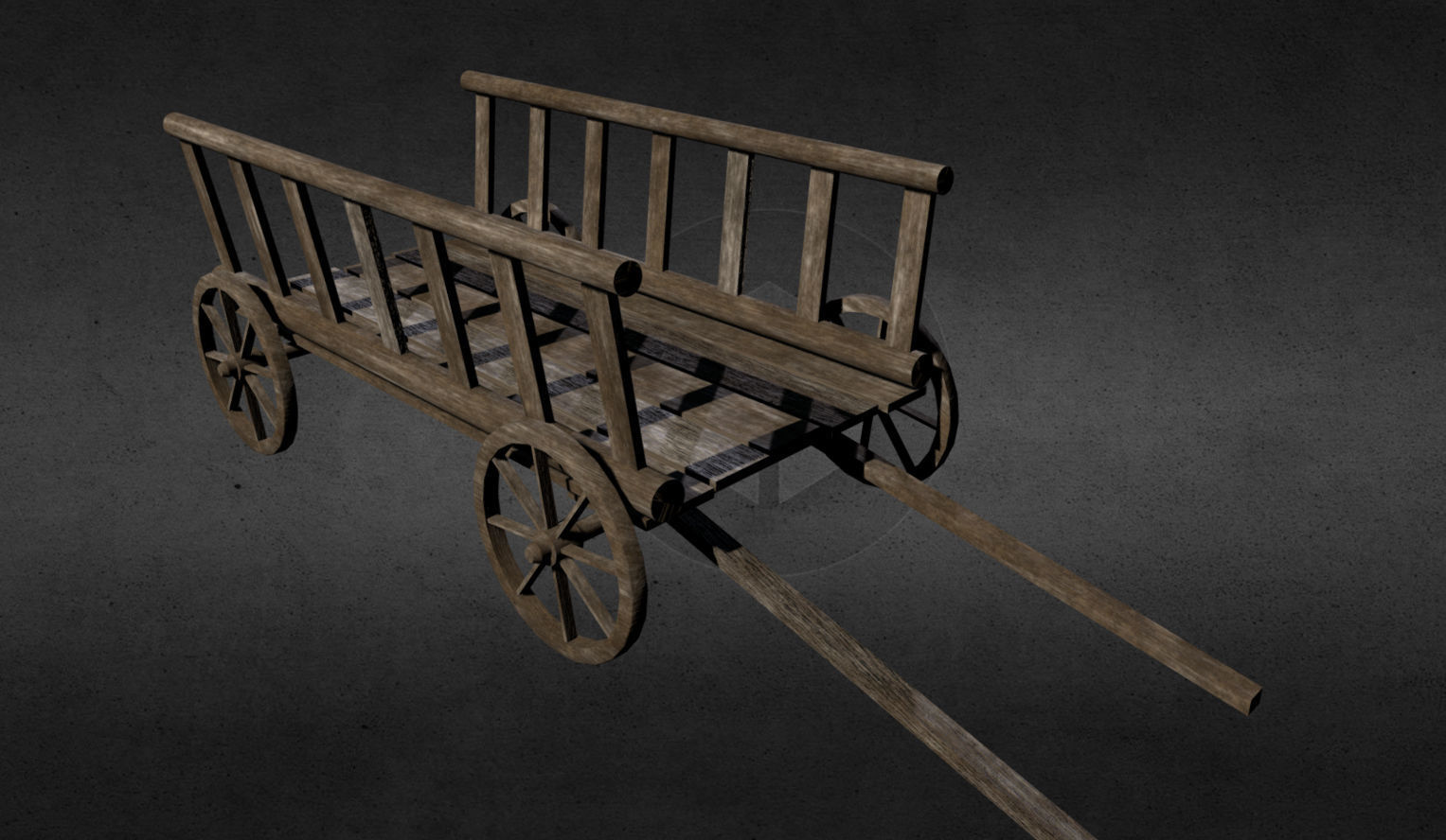 Medieval wagon Low-poly 3D model_1