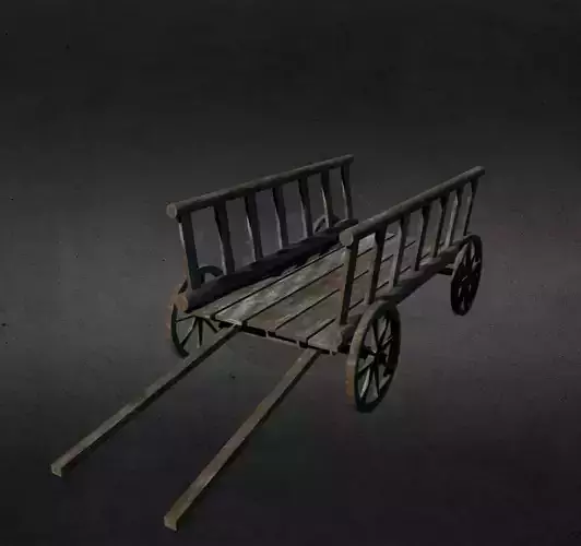 Medieval wagon Low-poly 3D model