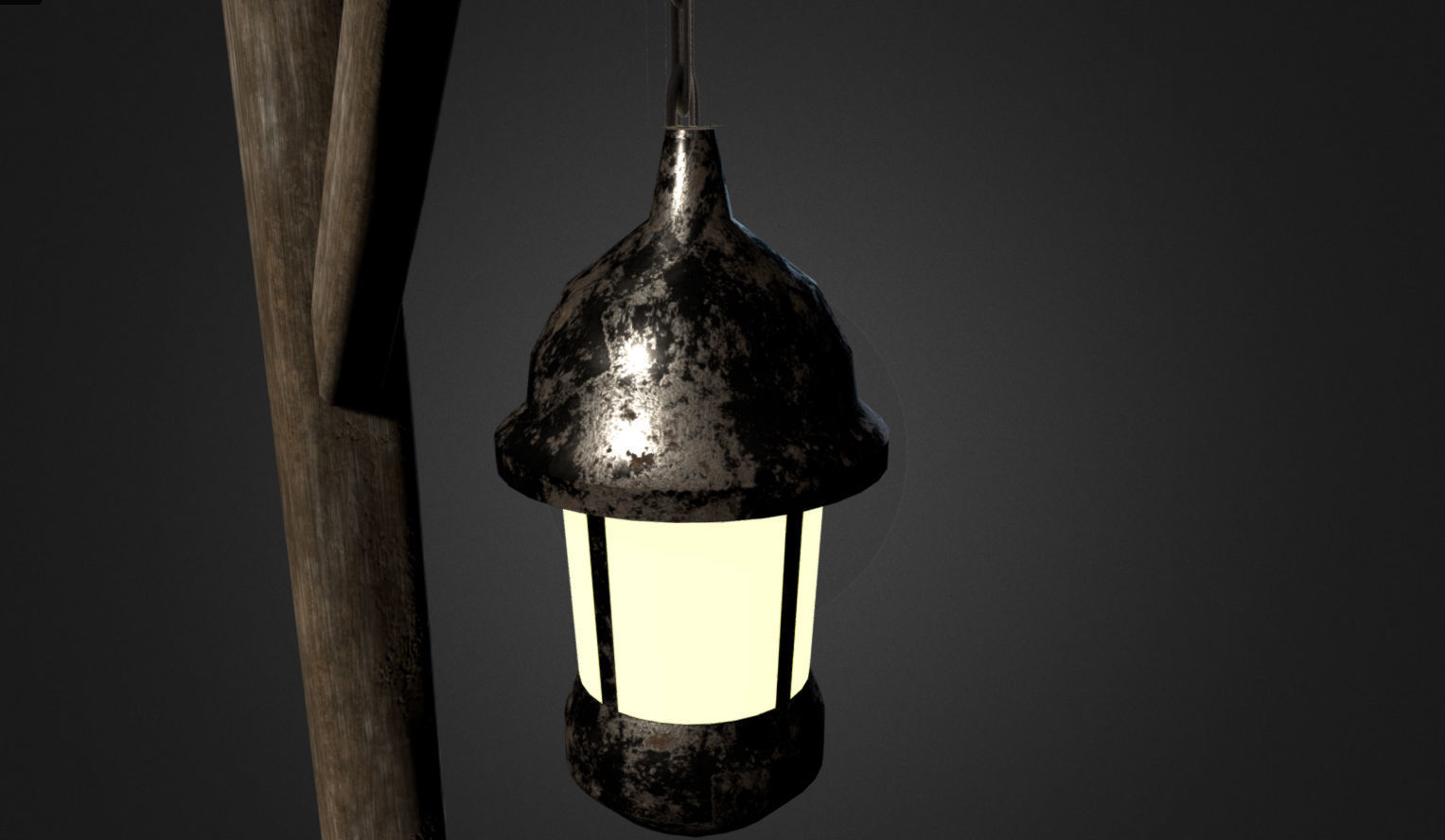 Medieval street light 2 Low-poly 3D model_1