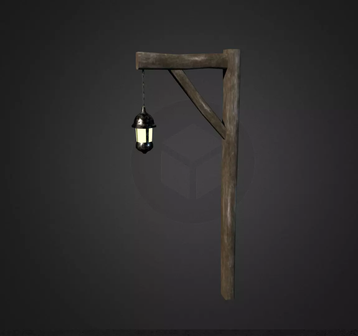 Medieval street light 2 Low-poly 3D model_0