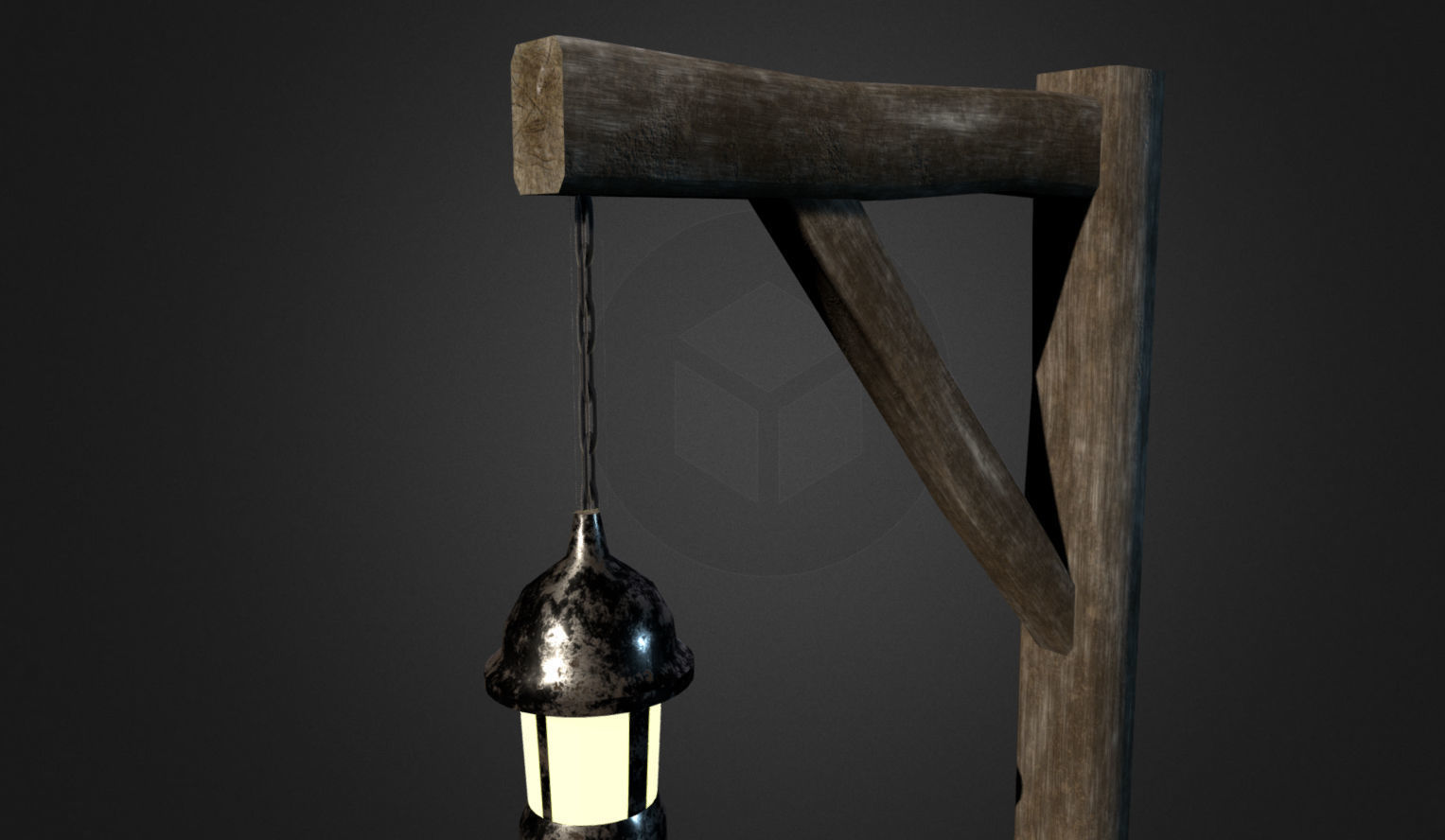 Medieval street light 2 Low-poly 3D model_2