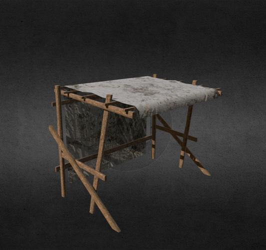 Medieval stall 3 Low-poly 3D model