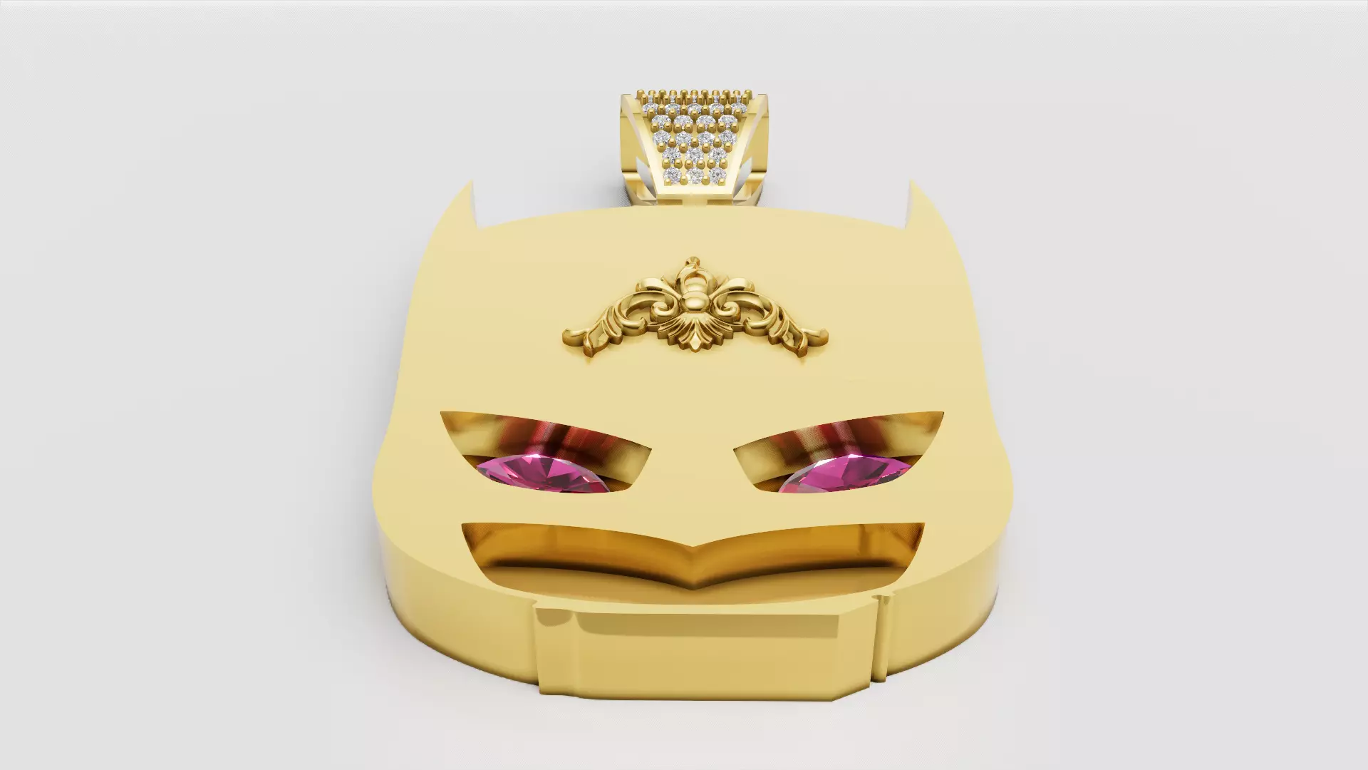 Golden Masked Vigilante Pink Sapphire Medallion 3D print model