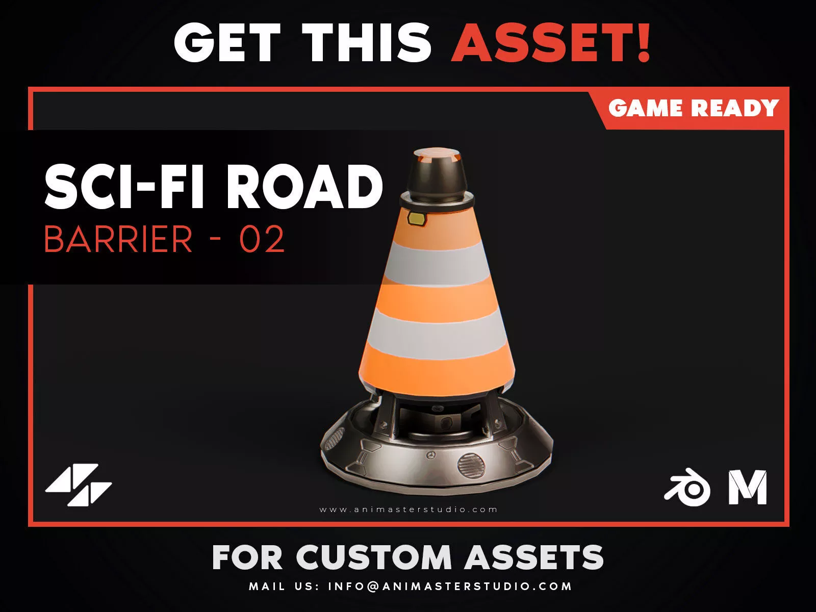 Sci-Fi Futuristic Road Barrier v2 Low-poly 3D model