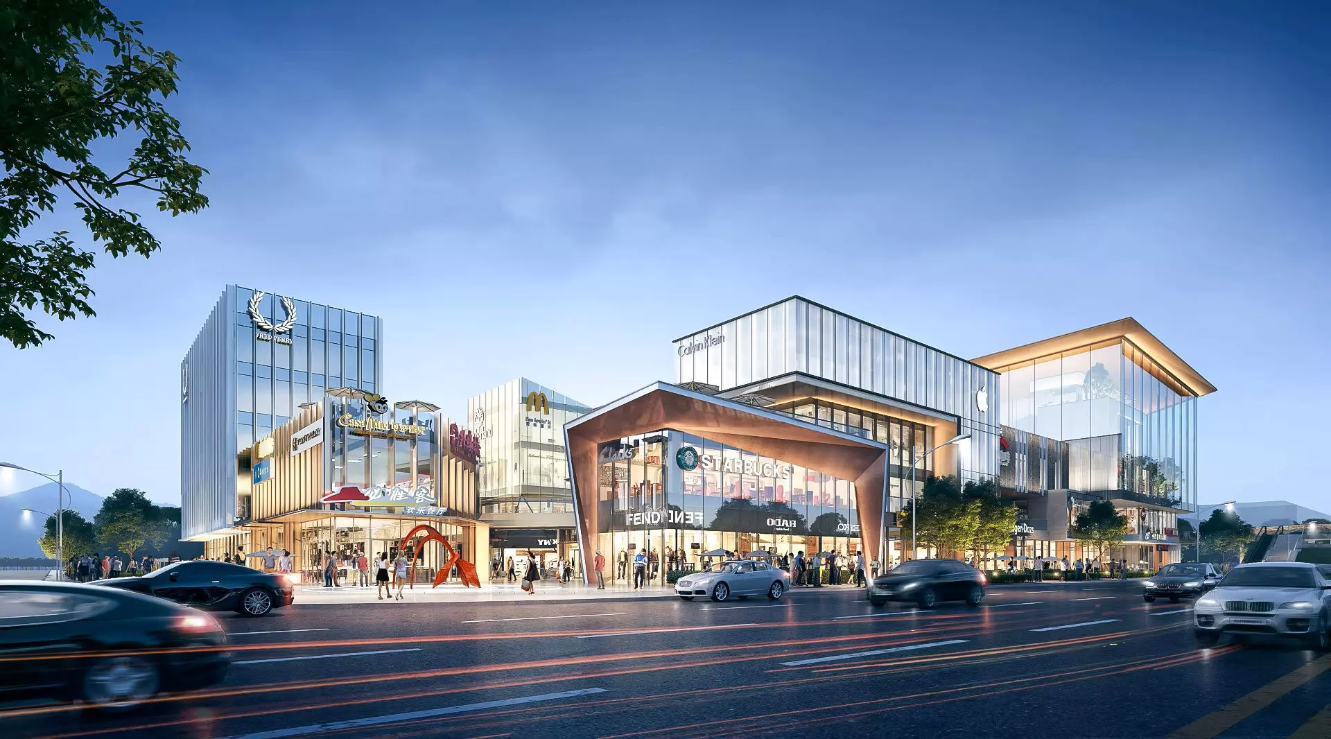 Modern Architectural Exterior Shopping Mall Complex 3D model