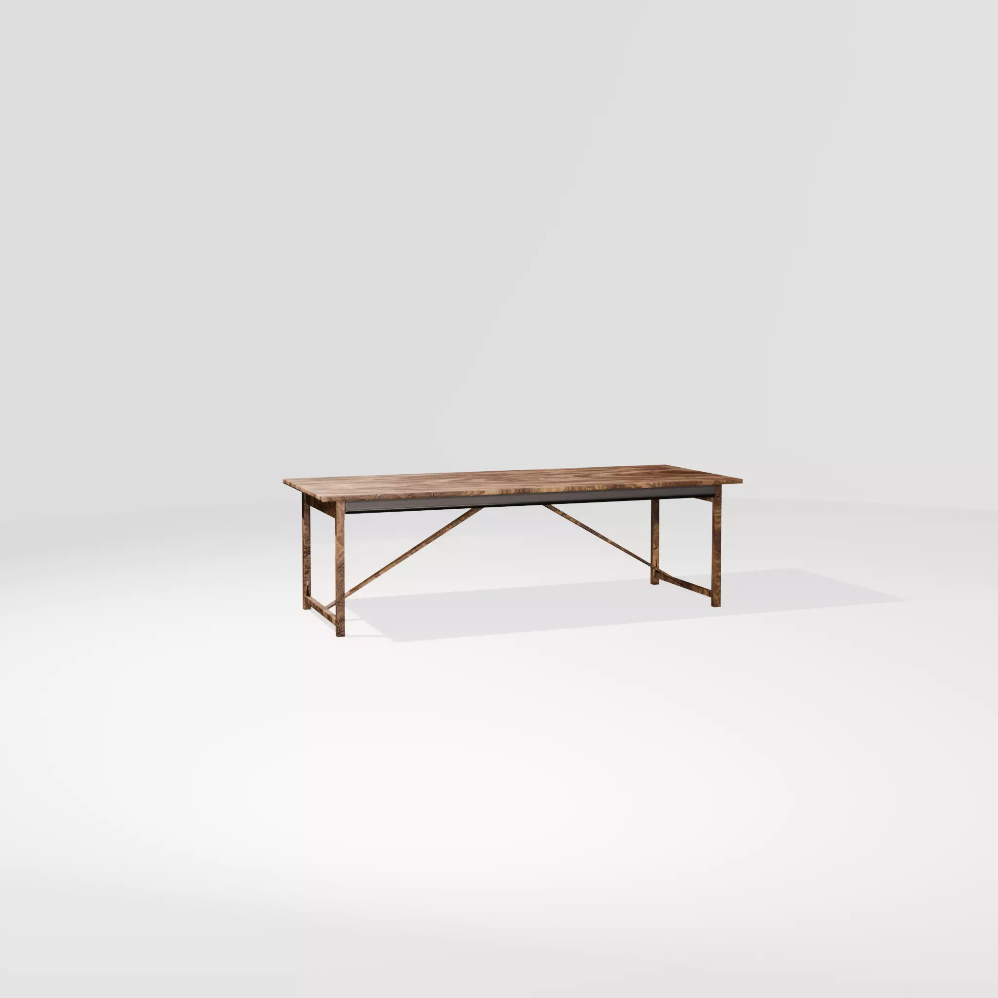 Game Ready - Wooden Industrial Table Low-poly 3D model