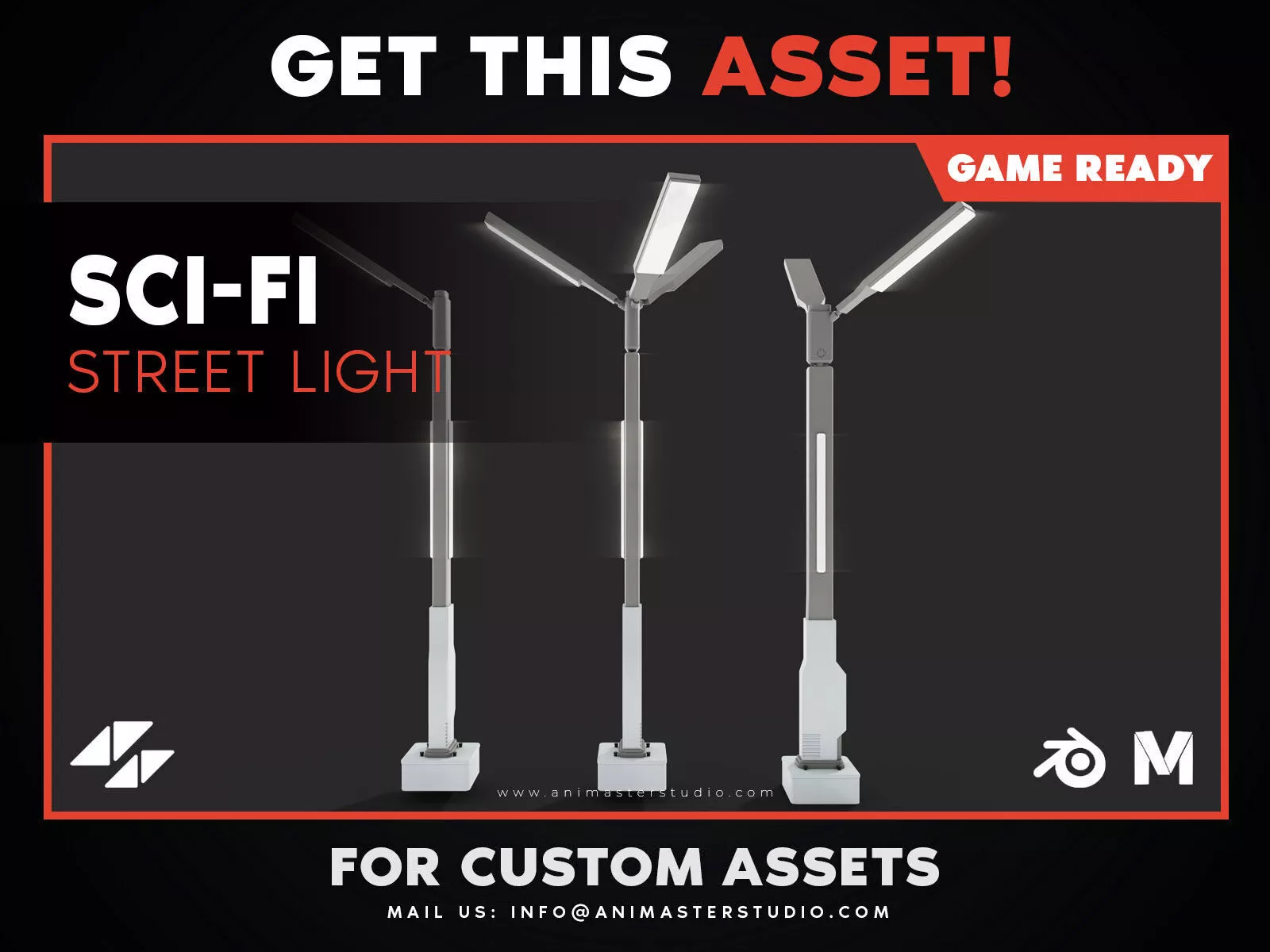 Sci-Fi Street Light Low-poly 3D model