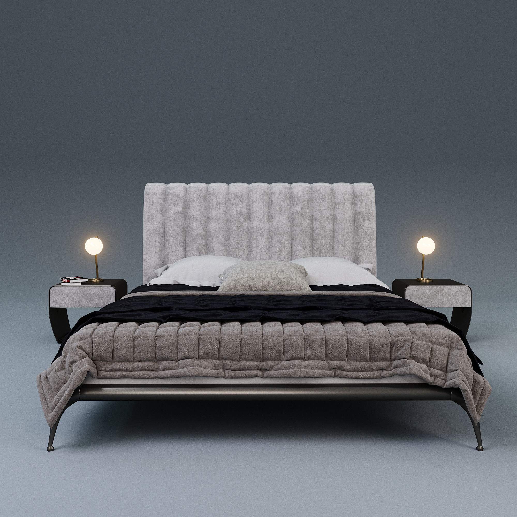 Cantori iseo bed set taolino noa sfera stone 3D model_2
