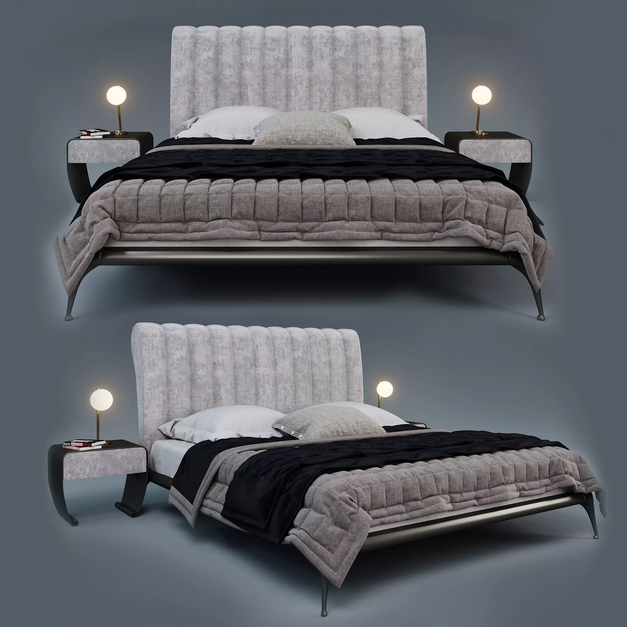 Cantori iseo bed set taolino noa sfera stone 3D model_0
