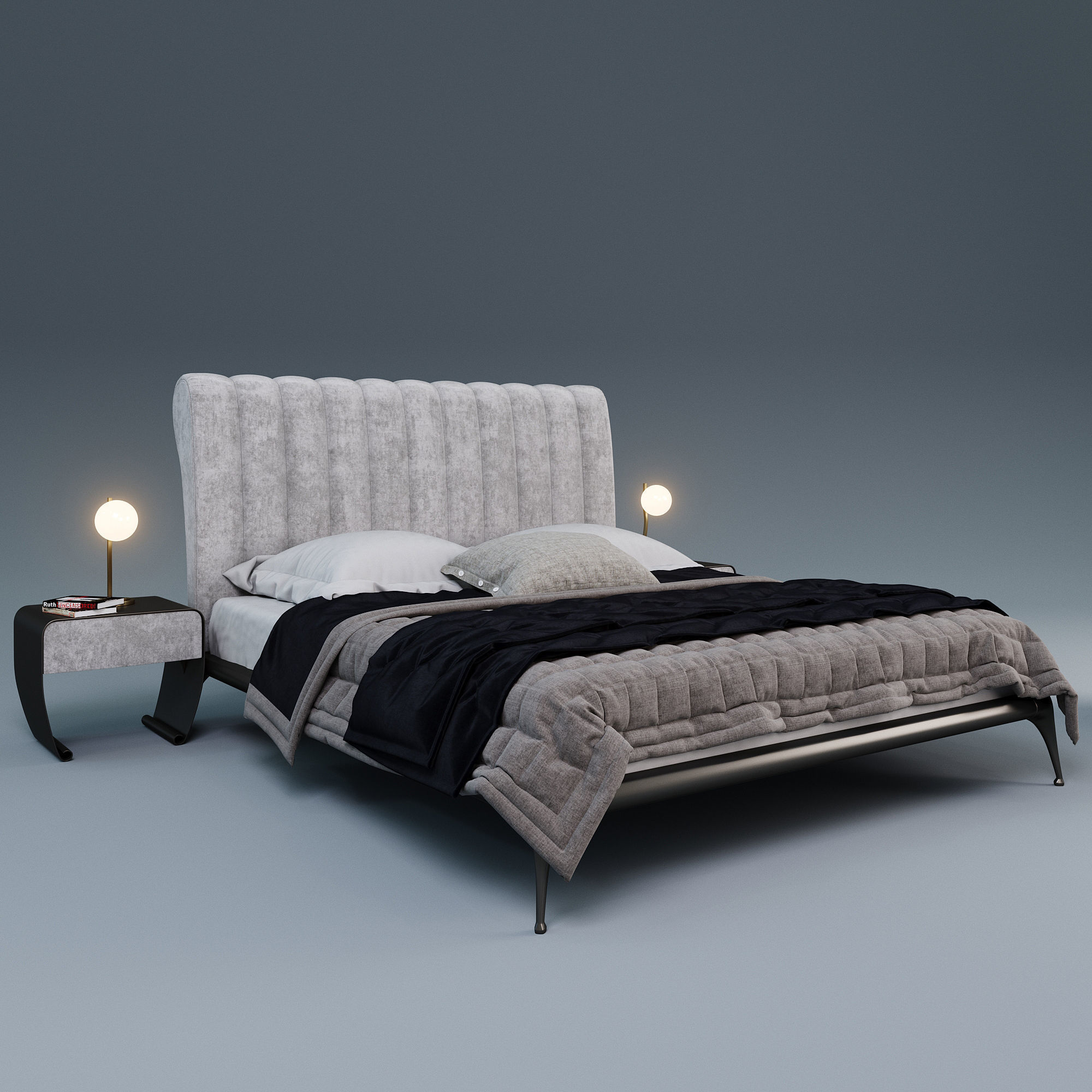 Cantori iseo bed set taolino noa sfera stone 3D model_1