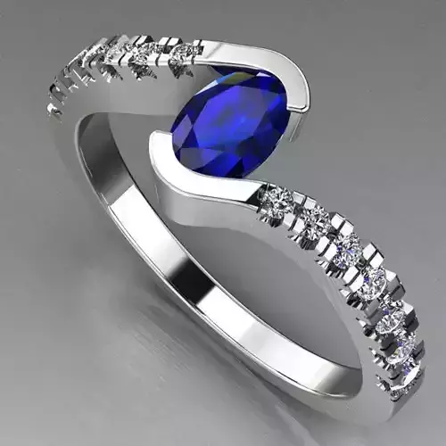 Engagement Bypass Oval Gemstone 6x4 Ring  