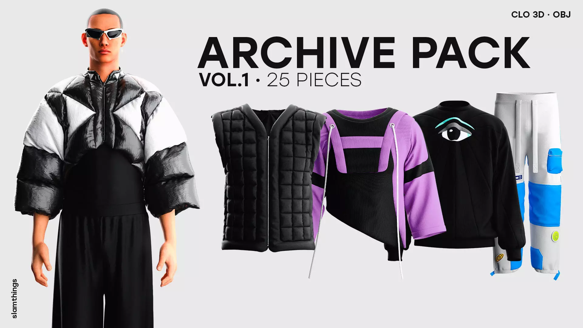 Streetwear Archive Pack Vol 1 25 Base Mesh Garments CLO 3D 3D model