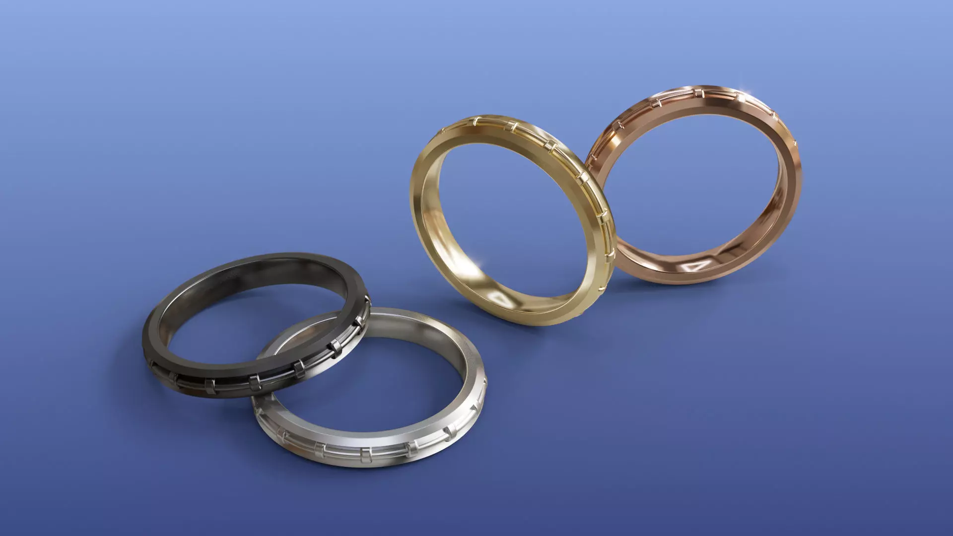 Gear Motif Band Ring A Fusion of Modernity Jewelry 48 to 62 3D print model