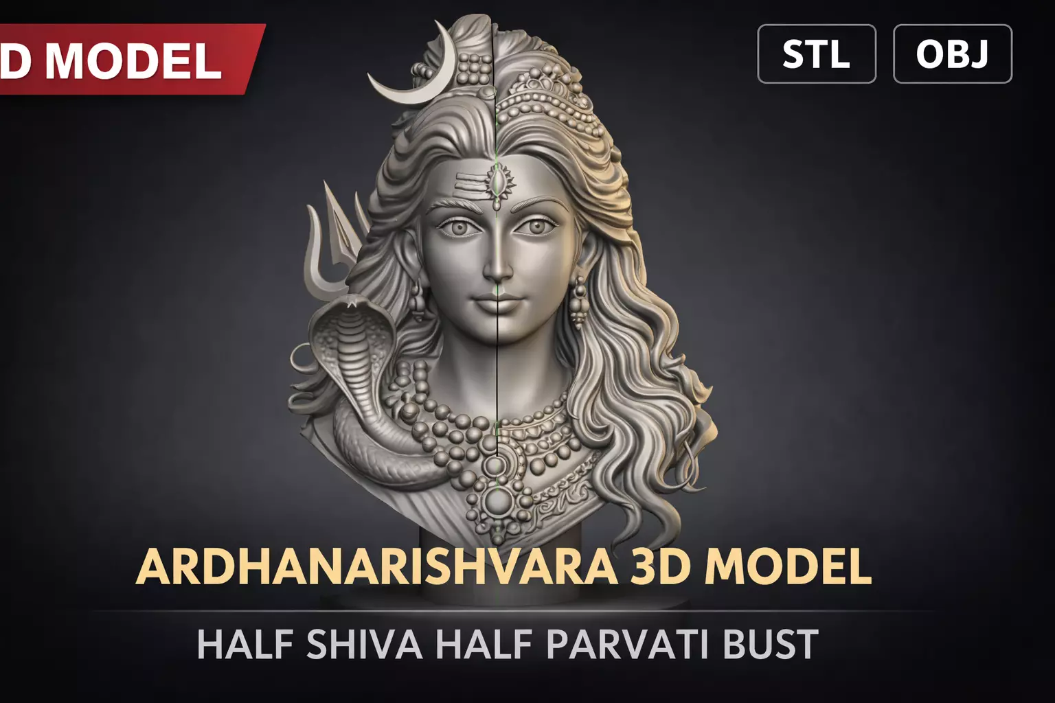 Ardhanarishvara 3D Model Half Shiva Half Parvati 3D print model