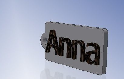Anna Name Tag Key chain Fob Zipper Tag 2x1x02in 50x25x5mm thick 3D print model_1