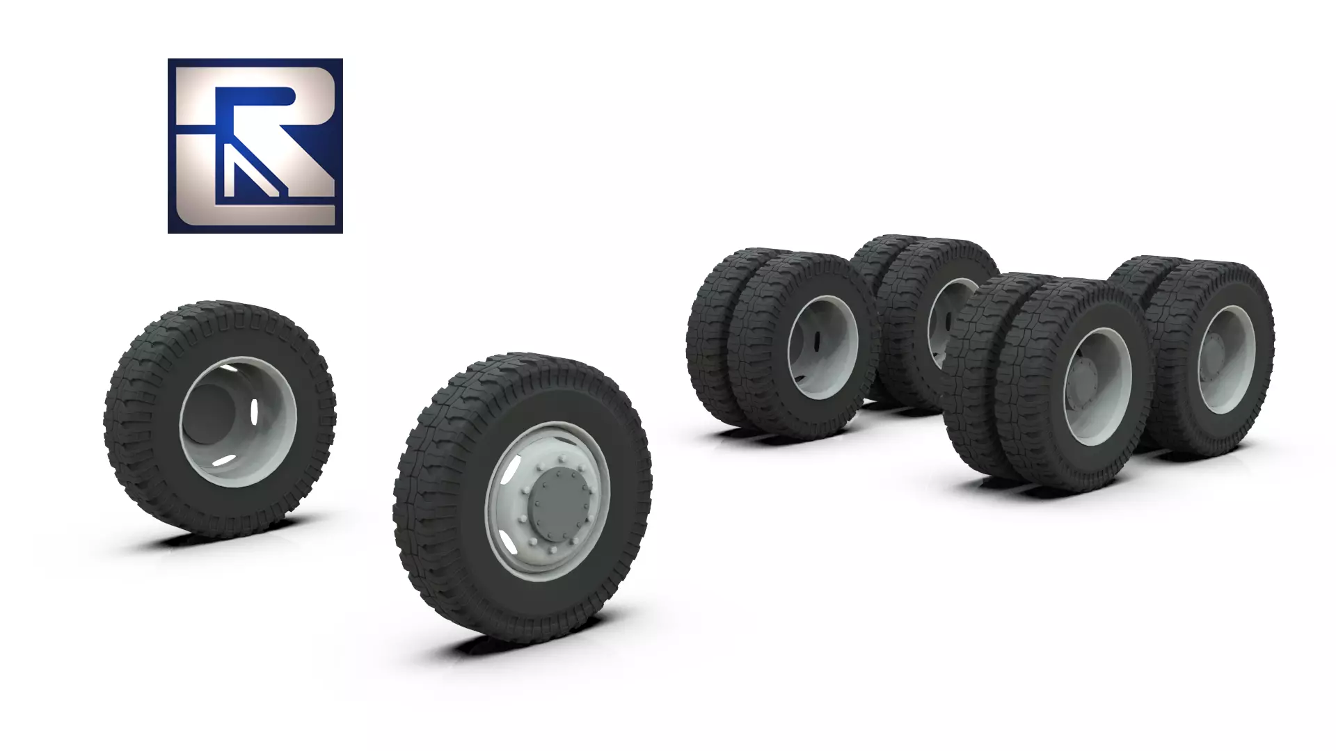 Off-Road Truck Wheels and Tires Pack for 3D Printing 3D print model