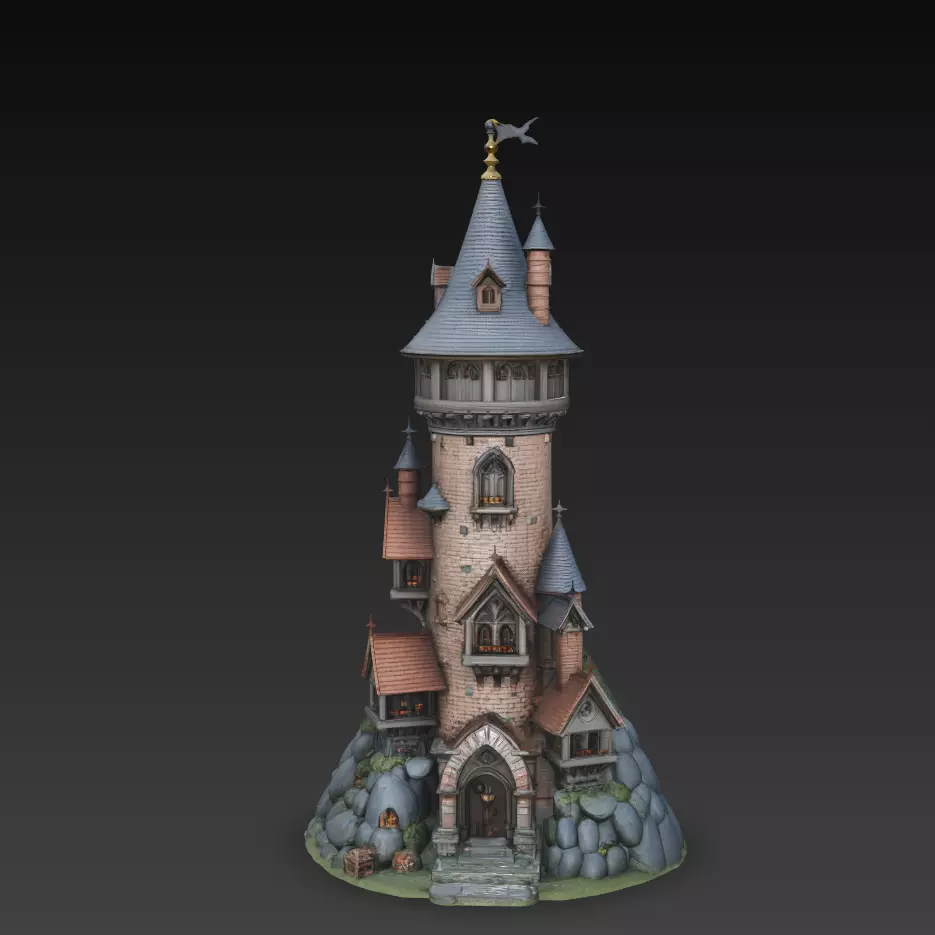 Stylized Fantasy Wizard Tower Medieval Castle Building 3D Model 3D print model
