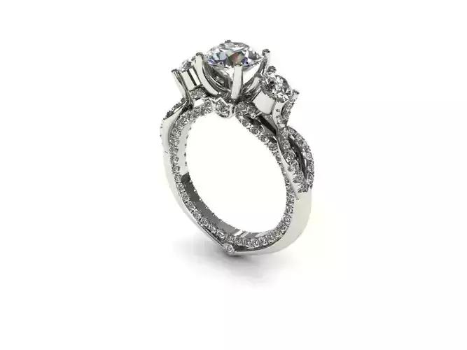 Ring three stone diamond engagement