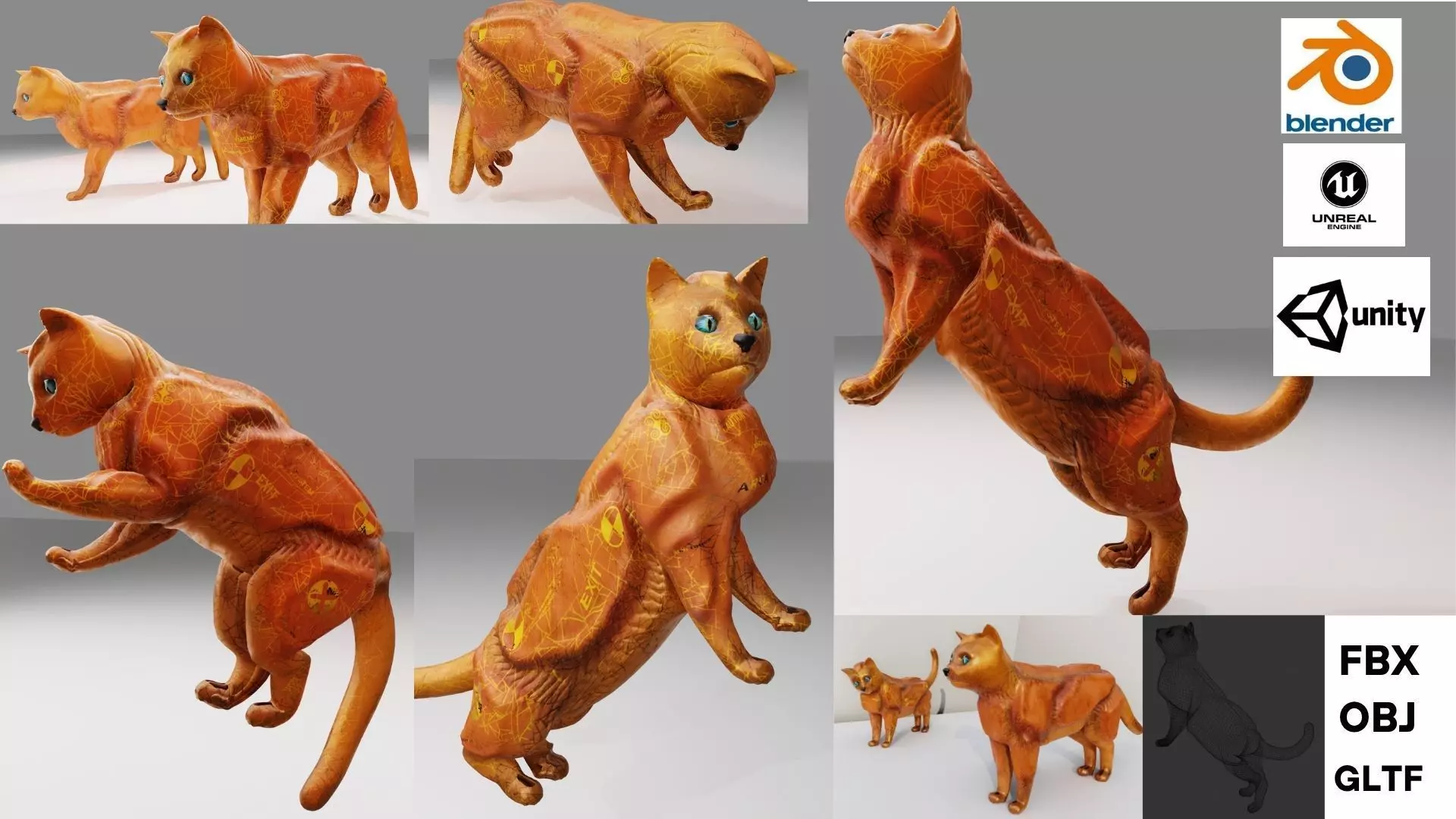 Sci Fi Robot Iron Cat Low-poly 3D model
