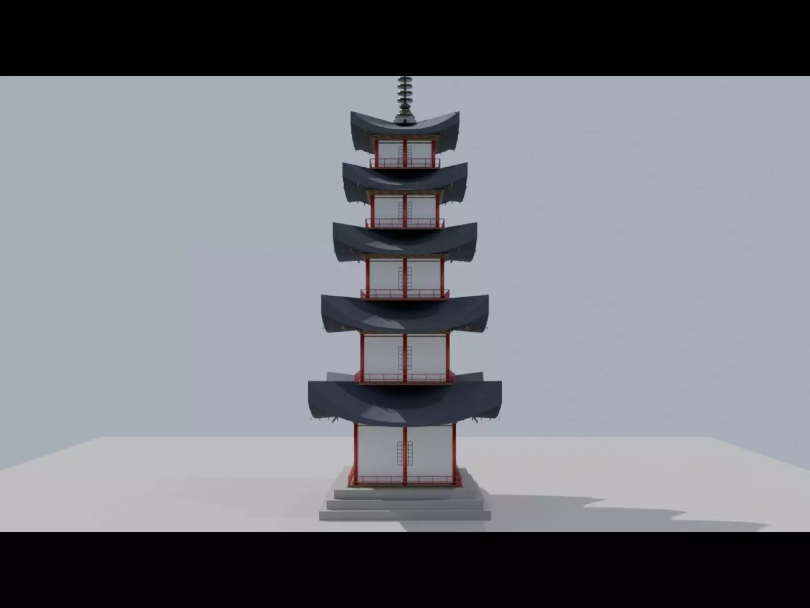 Japanese Five-Storied Pagoda Low Poly 3D Model Low-poly 3D model
