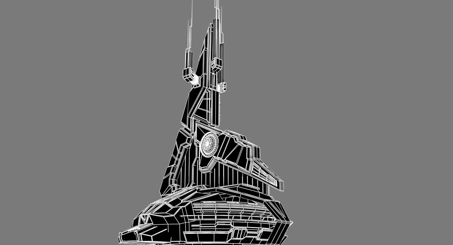 Halo Style Sci-Fi Building 3D model_3