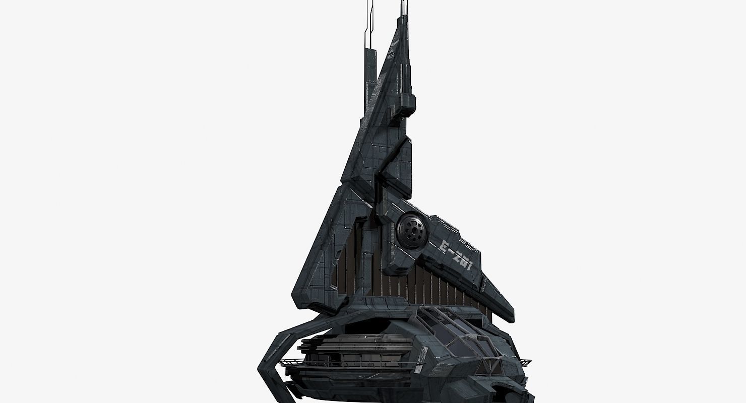 Halo Style Sci-Fi Building 3D model_4