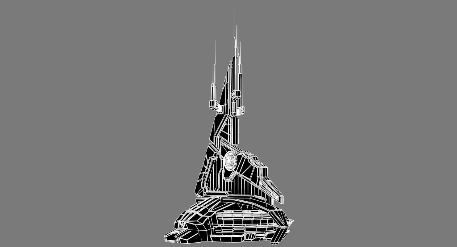 Halo Style Sci-Fi Building 3D model_1