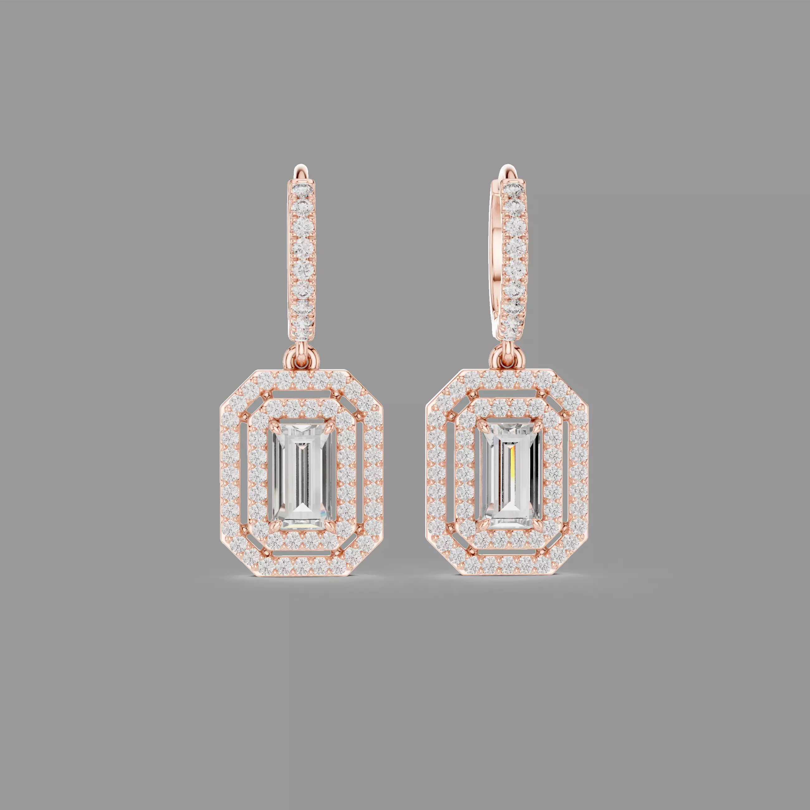 Diamond Hoops Earrings 3D print model
