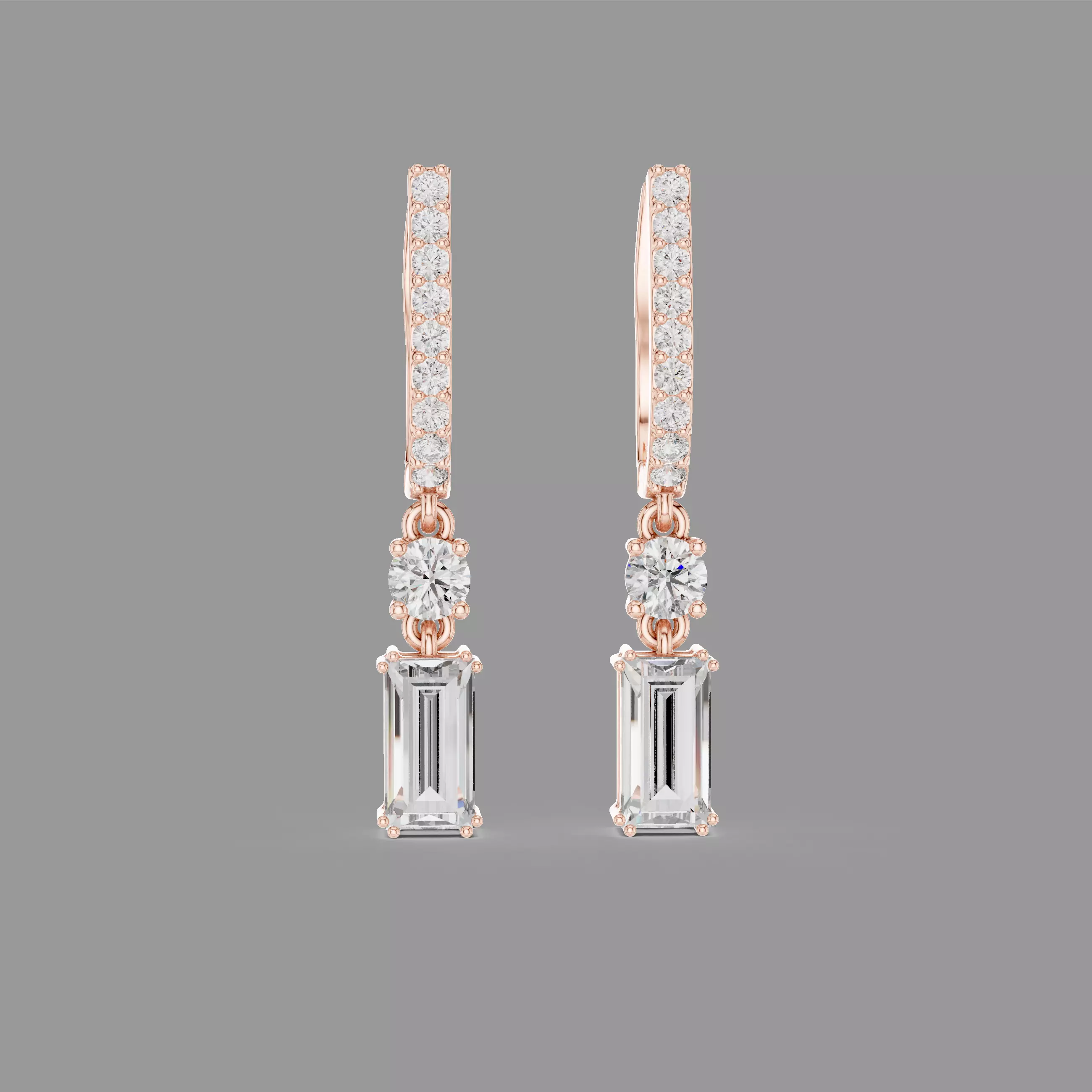 Diamond Hoops Earrings 3D print model