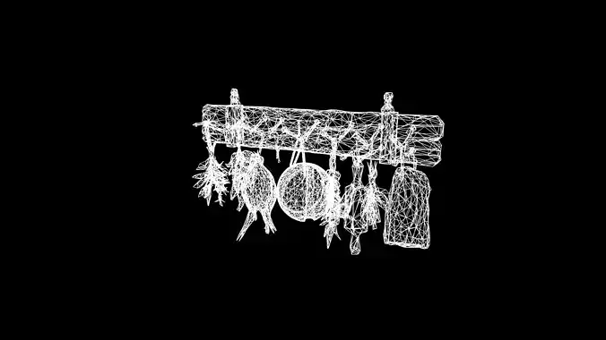 Low Poly Stylized Medieval Kitchen Rack - PBR Low-poly 3D model 5