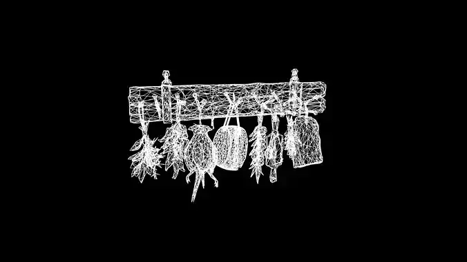 Low Poly Stylized Medieval Kitchen Rack - PBR Low-poly 3D model 2