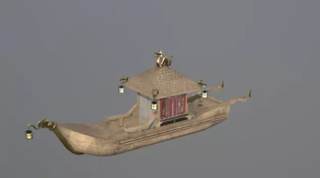 Ancient Chinese Fantasy House Boat 3D Model 3D model