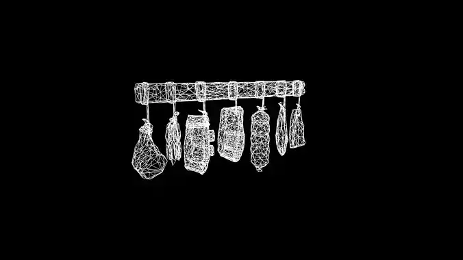 Low Poly Stylized Smoked Provisions Rack - PBR Low-poly 3D model 2