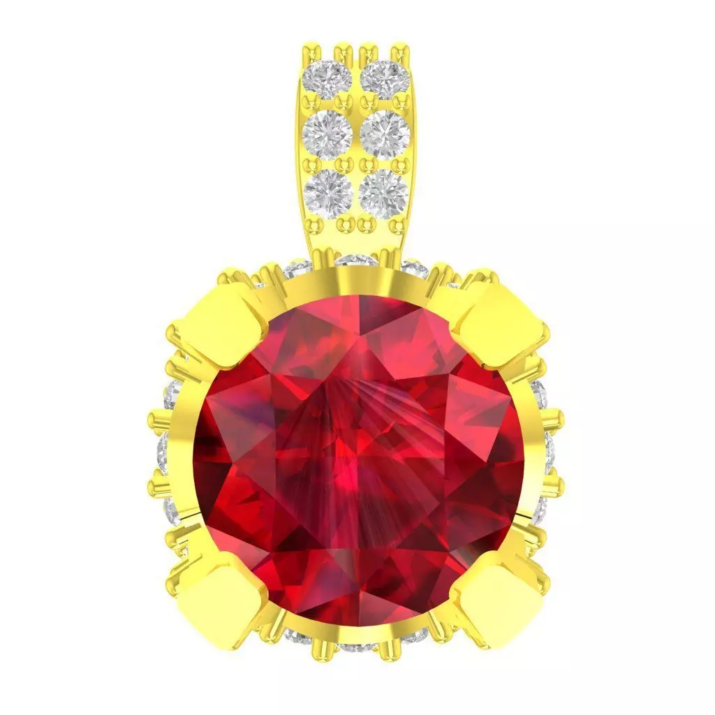 Luxury Round Emerald Halo Diamond Pendant for Women 241a 3D print model