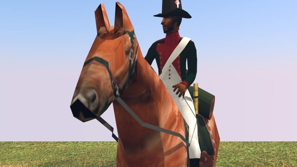 Black Dragoon  LOW POLY Napoleonic wars Low-poly 3D model_4