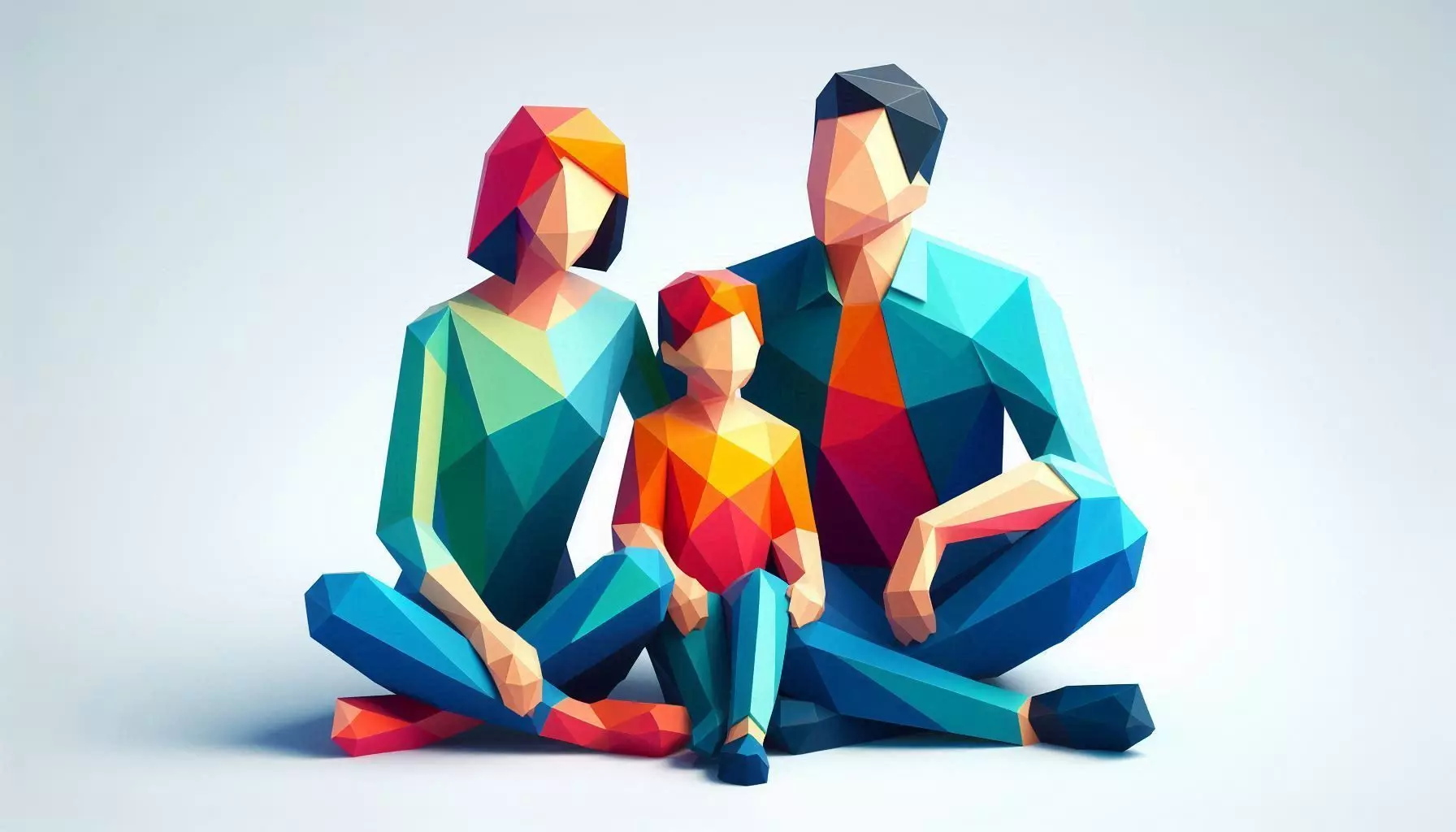 Family Statue Parents with Child 3D print model