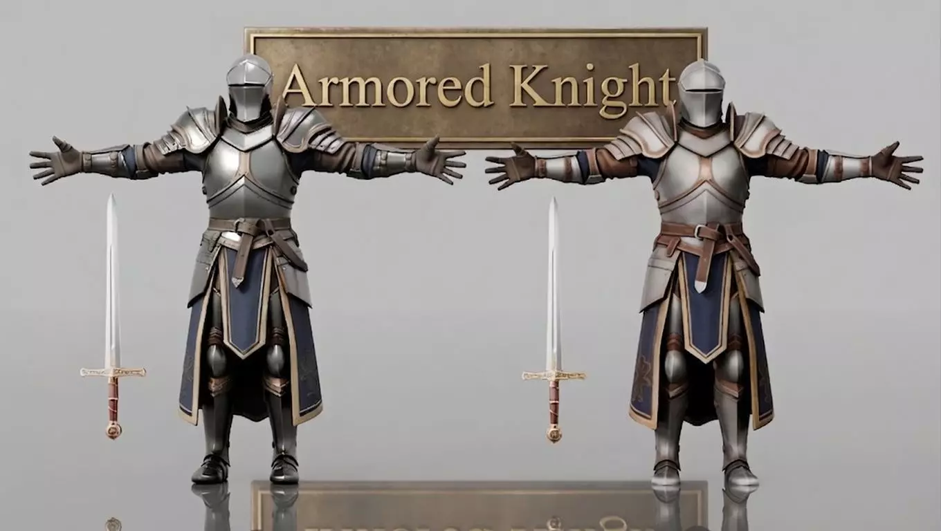 Knight Commander with Sword Low And High Poly Low-poly 3D model